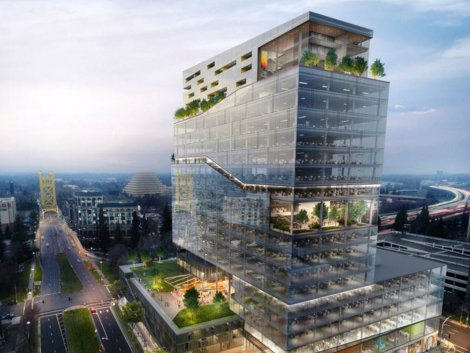 An artistic rendering of the proposed 30 story tower at 301 Capitol Mall, released by CIM Group this week.