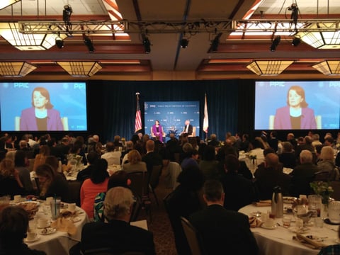 Senator Dianne Feinstein of California speaks at a Public Policy Institute of California forum.