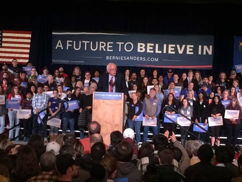 U.S. Sen. Bernie Sanders (I-Vermont) campaigns at the Nugget Casino in Sparks Friday afternoon.
