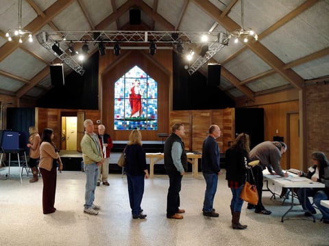 South Carolina voters arrive to vote in the Republican presidential primary at Mt. Horeb United Methodist Church in Lexington, South Carolina.
