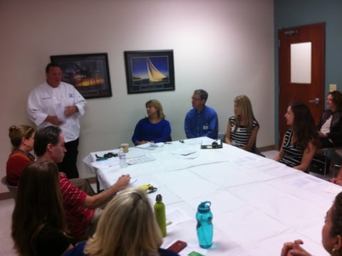 Dominic Machi from Davis Union Joint Unified makes a presentation to representatives of the U.S. Department of Agriculture and other supporters of the Farm to School program. 