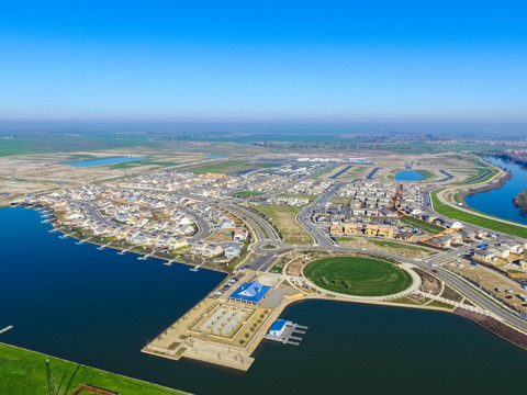 An aerial view of River Islands in Lathrop.