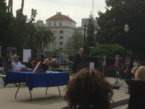 Gov. Jerry Brown speaks to the Crime Victims United of California rally at the state Capitol Thursday.