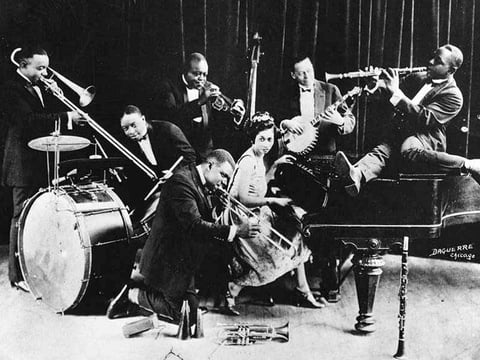 Joe (“King”) Oliver’s Creole Jazz Band performing in Chicago, 1923.