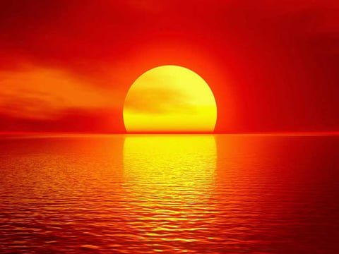 A fiery sunset in the Pacific