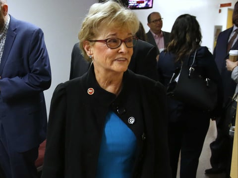 In this file photo, state Sen. Sharon Runner, R-Lancaster, walks to the Senate Chambers, Thursday, March 10, 2016, in Sacramento, Calif. 