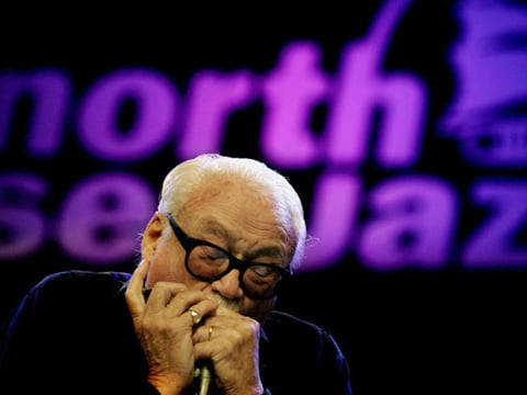 Toots Thielemans performs at the North Sea Jazz Festival in the Netherlands in 2005.