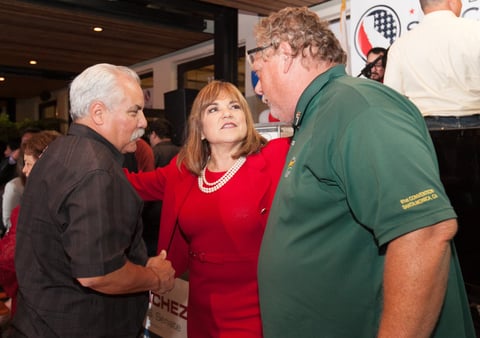 File photo: Loretta Sanchez greets her supporters from the Ironworkers Union on the night of the California primary election in Anaheim, California, on Tuesday, June 7, 2016.