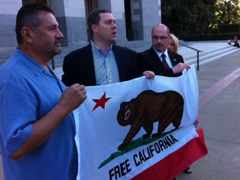 Backers of the recall effort at the State Capitol Thursday