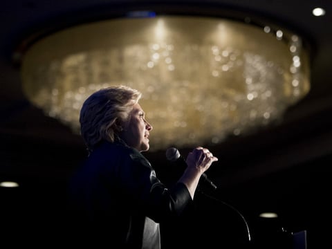 Democratic presidential candidate Hillary Clinton speaks at a fundraiser in Washington, D.C., on Oct. 5.