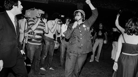 In 1979, rock DJ Steve Dahl donned a combat helmet to blow up a crate of disco records, a stunt now known as Disco Demolition.