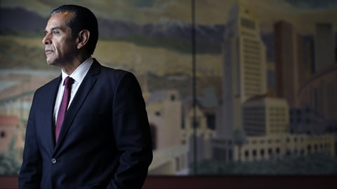 FILE - In this June 19, 2013 file photo, Los Angeles Mayor Antonio Villaraigosa poses for photos in his office in Los Angeles. Former Los Angeles Mayor Villaraigosa announced Thursday, Nov. 10, 2016, that he is running for California governor. 
