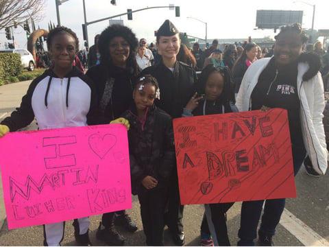 Sacramento resident Phyllis Johnson marches on MLK Jr. Day on Jan. 16, 2017 with her children and grandchildren.