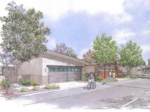 Artist's rendering of West Davis Active Adult Community, a senior housing community of more than 400 homes and apartments proposed for the northwestern edge of Davis.