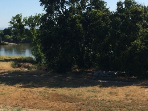 A homeless woman walks toward the Feather River from her tent. Nearly 100 homeless now live along a mile stretch of Feather River Bike Trail, to the consternation of the people who live and recreate nearby.