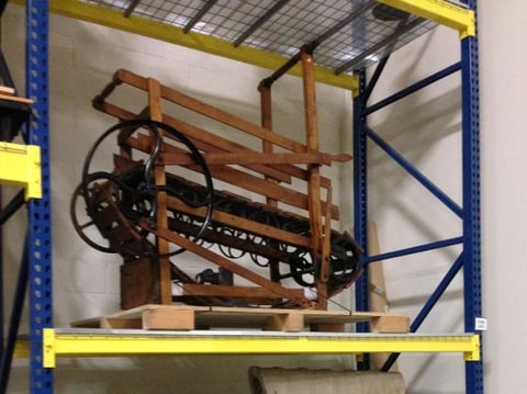 A dog treadmill that was once used to churn butter, housed in the California State Parks' new Museum Collection Center. 