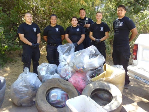 Ripon Police Department Explorers picking up illegally dumped trash.