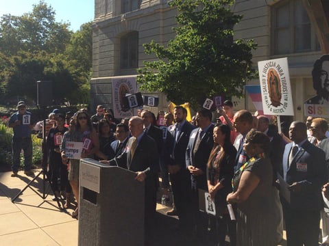 Sacramento Mayor Darrell Steinberg speaks at a rally supporting the Deferred Action for Childhood Arrivals program, also known as DACA, Aug. 29, 2017.