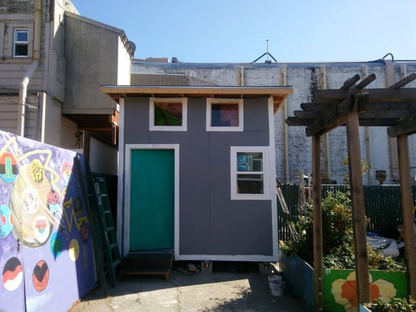 An example of a tiny home constructed in Berkeley. Mayor Darrell Steinberg wants Sacramento developers to come up with their own ideas for tiny homes.