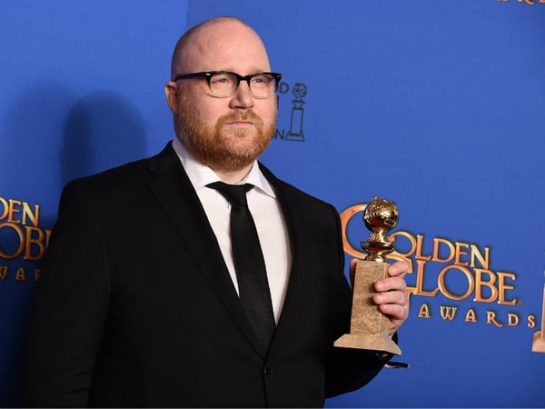 Johann Johannsson poses in the press room with the award for best original score for “The Theory of Everything” at the 72nd annual Golden Globe Awards at the Beverly Hilton Hotel on Sunday, Jan. 11, 2015, in Beverly Hills, Calif.