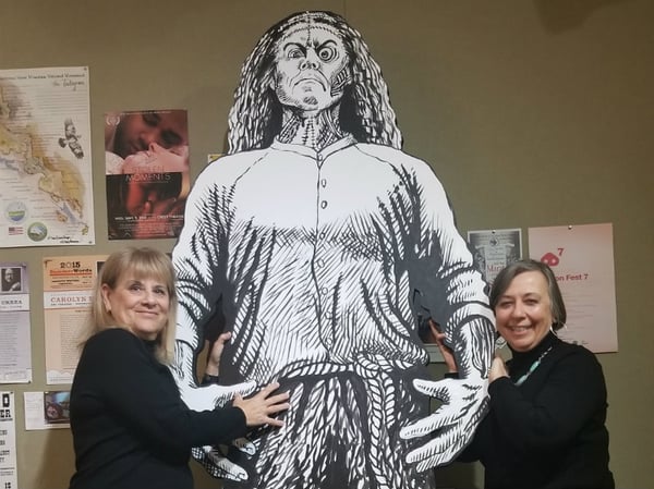 Artist Stephanie Taylor, left, and Sac Library Director Rivkah Sass, right, team up for a graphic novel interpretation of Mary Shelley's 200-year-old classic, "Frankenstein."