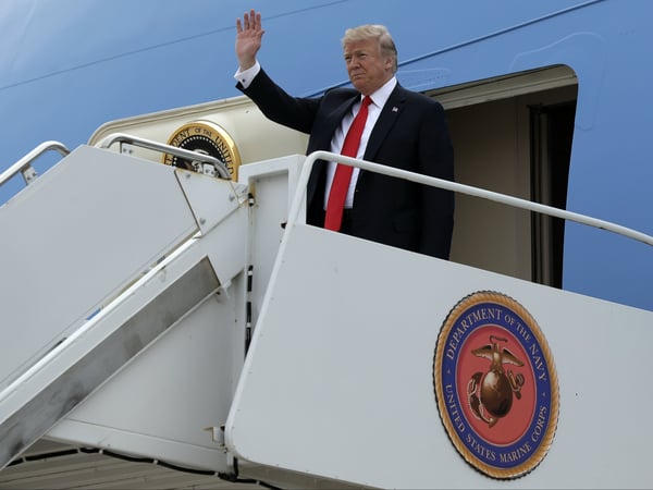 President Donald Trump arrives at Miramar Air Corps Air Station, Tuesday, March 13, 2018, in San Diego.