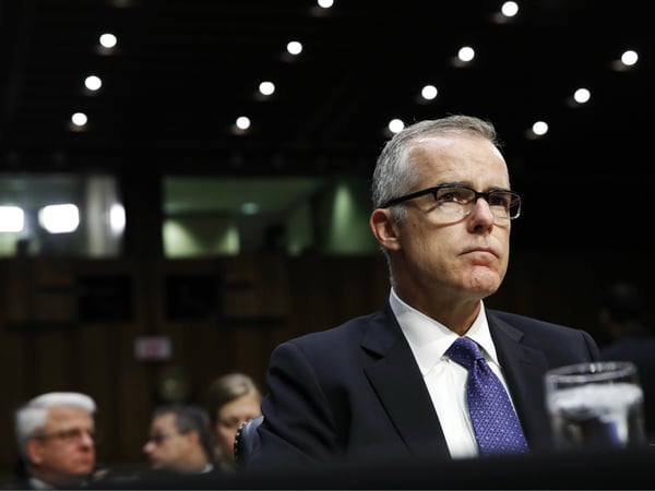 Acting FBI Director Andrew McCabe listens on Capitol Hill in Washington, Thursday, May 11, 2017, during the Senate Intelligence Committee hearing on major threats facing the U.S.