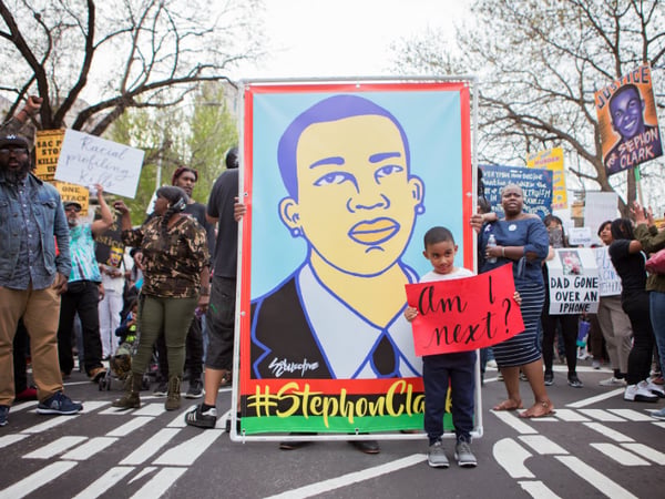 Hundreds gather at the Sacramento District Attorney’s office on April 4, 2018 demanding justice for Stephon Clark.