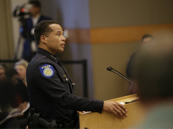 In the wake of the shooting death of Stephon Clark by Sacramento police, Sacramento Police Chief Daniel Hahn discusses some of the questions posed by the Sacramento City Council of how to prevent such incidents, Tuesday, April 10, 2018.