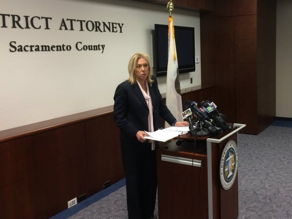 Sacramento County District Attorney Anne Marie Schubert speaks to reporters about her office’s responsibilities during an officer involved shooting investigation.