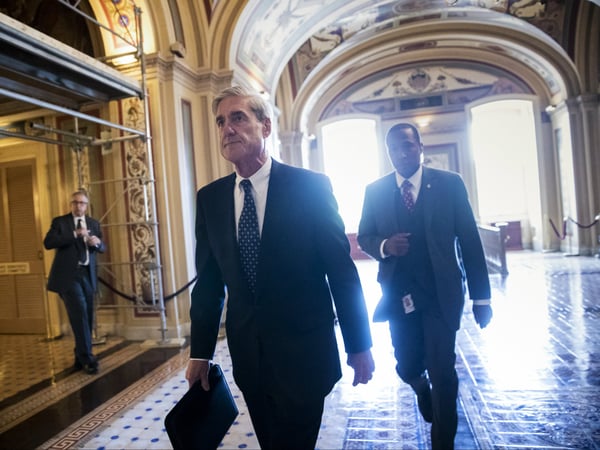 Special Counsel Robert Mueller departs the Capitol after a closed-door meeting with members of the Senate Judiciary Committee about Russian meddling in the election and possible connection to the Trump campaign, in Washington, June 21, 2017.