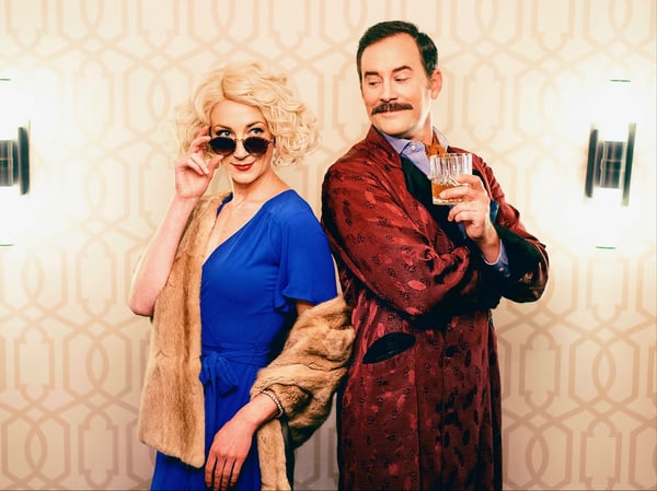 Sharon Rietkerk as Lily Garland and Christopher Ryan as Oscar Jaffee in a promotional shot for the Davis Shakespeare Festival's production of "On the Twentieth Century."
