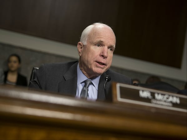 Senate Armed Services Committee Chairman Sen. John McCain speaks on Capitol Hill on Feb. 9, 2016 during one of the committee's hearings.