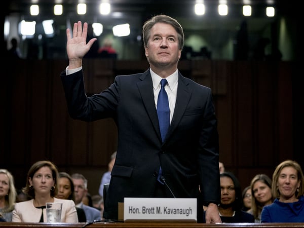 President Donald Trump's Supreme Court nominee Brett Kavanaugh is sworn-in before the Senate Judiciary Committee on Capitol Hill in Washington, Tuesday, Sept. 4, 2018, to begin his testimony in his confirmation hearing.