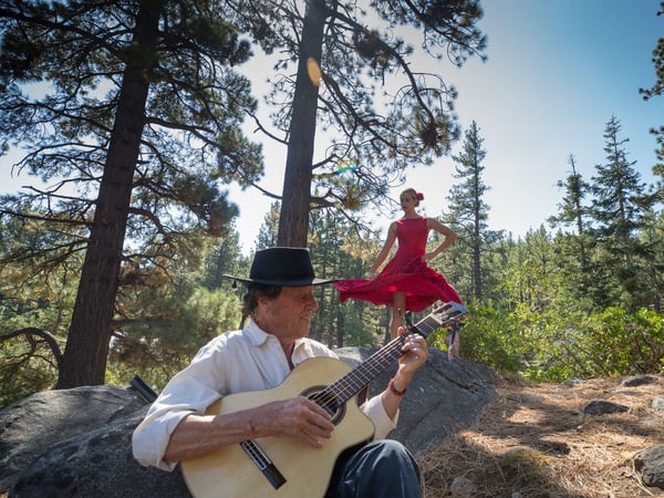 A dancer and guitarist perform during Trails and Vistas 2017 Art Hike.