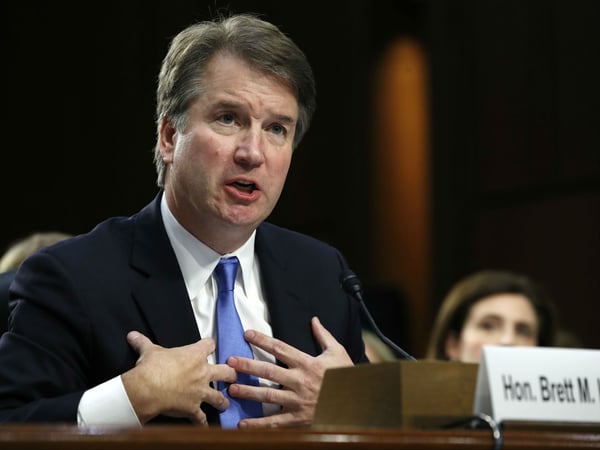 President Donald Trump's Supreme Court nominee, Brett Kavanaugh, gestures as he testifies before the Senate Judiciary Committee on Capitol Hill on Wednesday, Sept. 5, 2018.