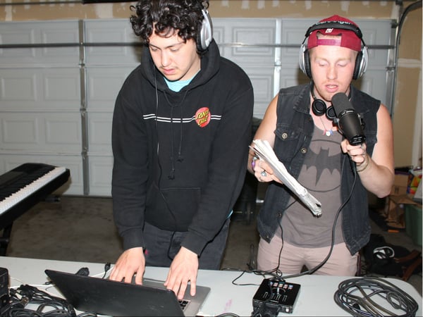 Sacramento rapper Hobo Johnson mentors a fellow artist in a Creation District Records session.