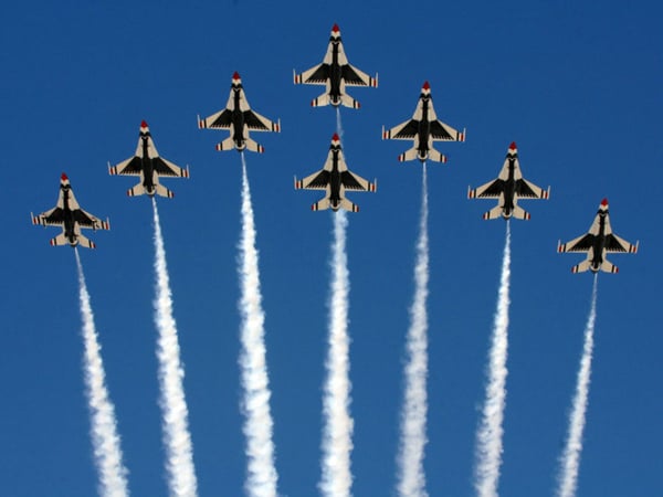 T-Birds fly in formation at the Capital Airshow at Mather Field.