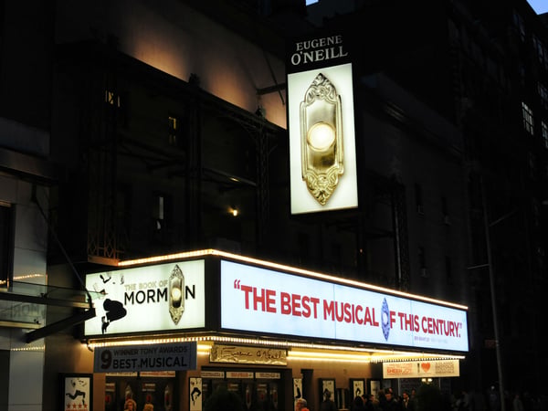 The front of the Eugene O'Neill Theatre on Broadway in New York City on October 22, 2011.