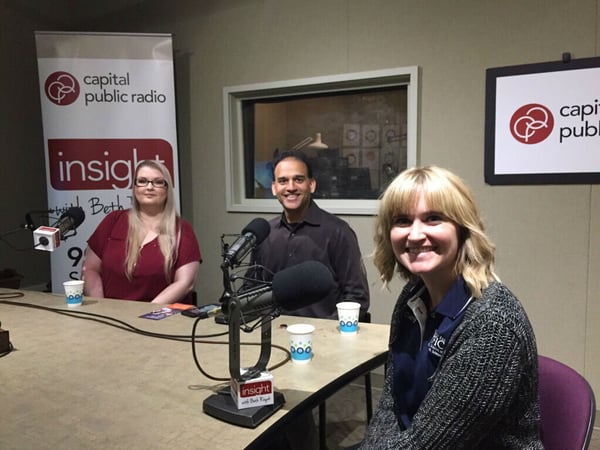 University of the Pacific student Caitlin Tipple (left), Dr. Raj Patel (center) and Dr. Carly Ranson (right) join Insight in studio to talk about the university's Medicare Part D clinics.