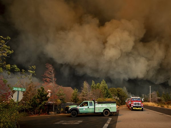The Camp Fire rages through Paradise, Calif., on Thursday, Nov. 8, 2018.