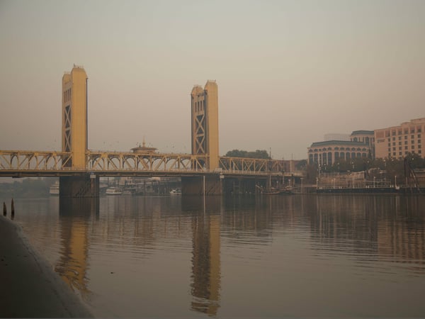 Smoke from the Camp Fire in Butte County fills the air in Sacramento, 90 miles away.