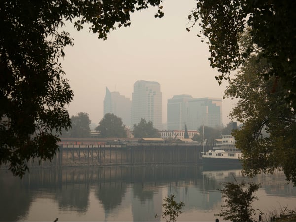 Smoke from the Camp Fire in Butte County fills the air in Sacramento, 90 miles away.