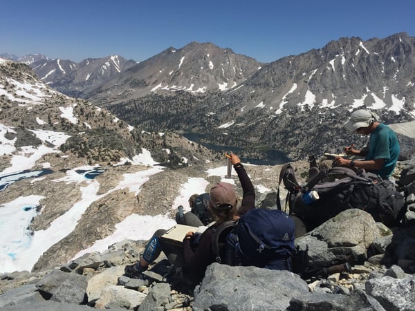 Scientists collecting data along the Pacific Crest Trail.