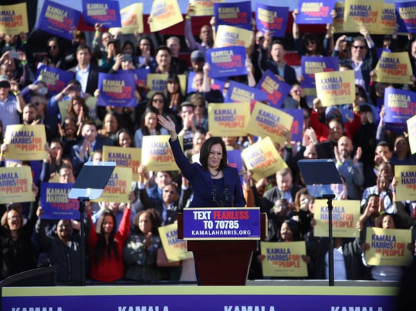 California Sen. Kamala Harris launched her 2020 presidential campaign with a massive rally in downtown Oakland on Jan. 27, 2019.