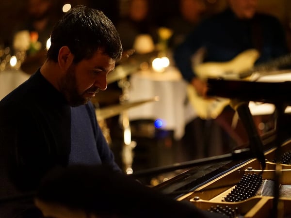 Brazilian jazz pianist Andre Mehmari plays with his trio at The Refectory in Columbus, Ohio.