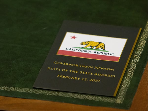 A program for Gavin Newsom's first State of the State address.