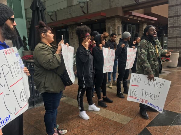 Youth are gathering outside Arden Fair to peacefully protest the Sacramento County district attorney’s decision not to prosecute the officers who killed Stephon Clark.
