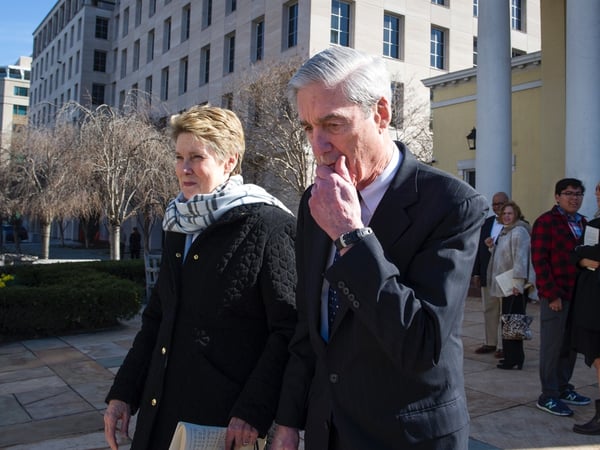 Special Counsel Robert Mueller, and his wife Ann, depart St. John's Episcopal Church, across from the White House, in Washington, Sunday, March 24, 2019.