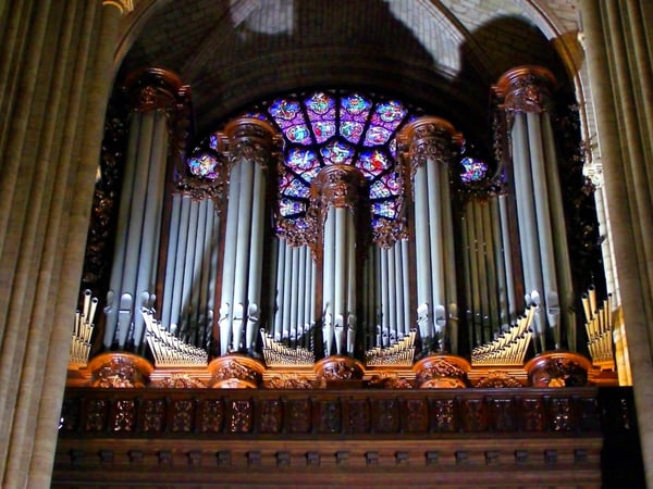 The large organ in the Notre Dame de Paris in 2006, which survived the fire at the cathedral on April 15, 2018.